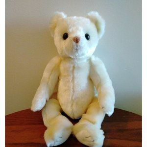 Ty White Teddy Bear Plush Stuffed Animal 18" Beanbag Feet & Paws Bubble Eyes Exc